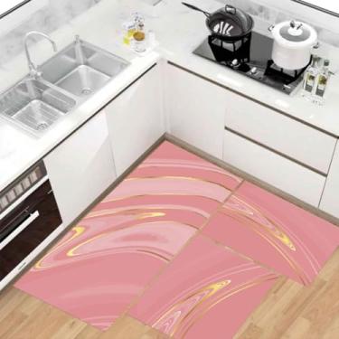 Imagem de Kit Tapete Passadeira de Cozinha Antiderrapante Absorvente (Mármore 14)
