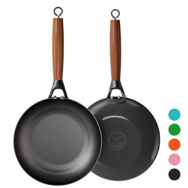 Imagem de YUTANN Frigideira de ferro fundido de 30 cm, frigideira pré-temperada com textura de diamante para cozinhar com economia de óleo, antiaderente e não tóxica, livre de PFAS/PFOA, fácil de limpar