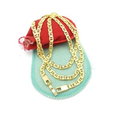 Imagem de Corrente Masculina 50cm 5mm Largura Folheada Ouro 18k CR445 - WNBIJOUT