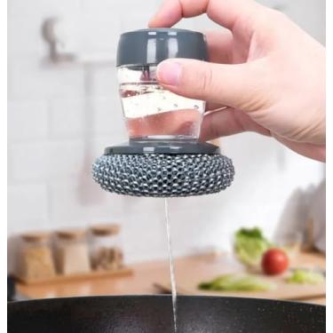Imagem de Escova Limpeza Pesada Lava Louça Não Risca E Dispenser Dosador Detergente