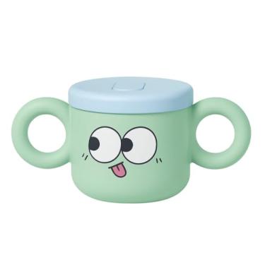 Imagem de Caneca Infantil 250ml com Tampa Antivazamento e Canudo, Alças Duplas, Design Divertido Verde Menta