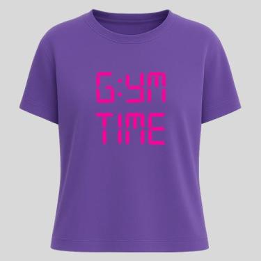Imagem de Camiseta Algodão Unissex Estampada Gym Time T-shirt Gola Redonda Blusa