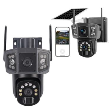 Imagem de Bewinner 8MP HD Solar Security Câmeras Ao Ar Livre Sem Fio, Câmeras Sem Fio de 360 ​​graus Lentes Duplas, Câmera Externa Wifi para Segurança Doméstica, Detecção de Movimento Pir