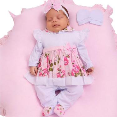 Imagem de Saída de Maternidade Menina Aconchego Clara Floral 05 Peças P - Amora 