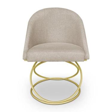 Imagem de Cadeira De Jantar Luxo Base De Metal Dourado Sala Esritório Recepção S