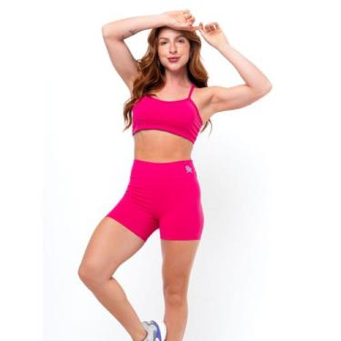 Imagem de Conjunto Fitness Top Alça Short Legging Poliamida Premium Cós Alto Fem