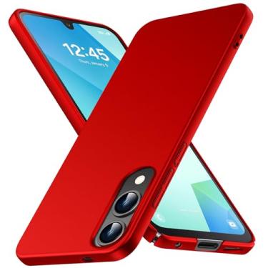 Imagem de JUNAUTTB Capa para Samsung Galaxy S25 Edge ultrafina fosca PC capa protetora rígida, proteção de lente, capa de telefone simples durável slim fit vermelha JUS13-31