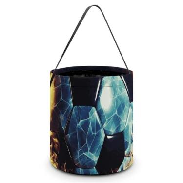 Imagem de LZQPOEAS Sacolas de doces ou travessuras de Halloween Sacola de Halloween Flores Coloridas Borboletas Sacos de Presente Baldes de Doces de Halloween, Bola de futebol legal, One Size