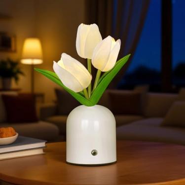 Imagem de ZQPBLED Presente de aniversário para mulheres/mãe, luminária de cabeceira de flor de cristal de 3 cores, infinitamente regulável com carregamento USB, luz noturna pequena, luminária de mesa de