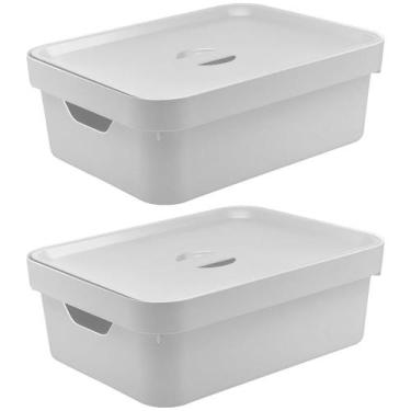 Imagem de 2x Caixa Plastica Multiuso Organizadora 10,5L Ou Cube Branco