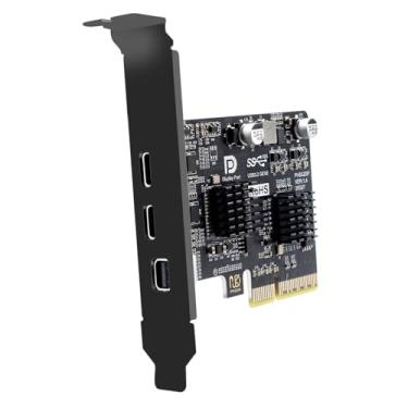 Imagem de NFHK PCI-E Express 4X e Mini Displayport 1.4 Entrada para Dual 10Gbps USB 3.1 Tipo-C USB-C e 4K 60hz Saída Desktop Graphics Adaptador de cartão de expansão ASM3142