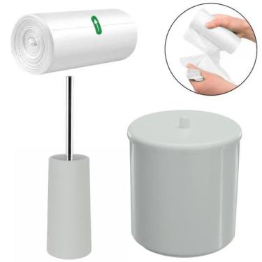 Imagem de Lixeira 6L Branca + Escova Sanitária +Refil 70 Sacos De Lixo - Astra