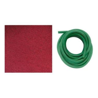 Imagem de Kit 3m Tecido Pano Vinho Bordô + 7m Borracha L Mesa Sinuca - Tacolândi