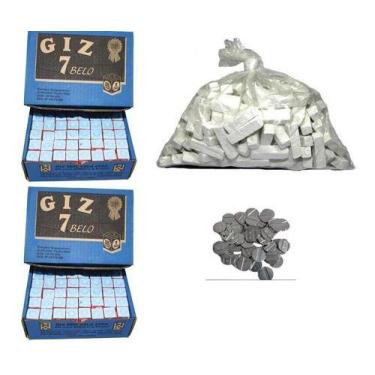 Imagem de Kit 5 Kg Giz Branco + 288 Azul + 50 Ficha Fa Mesa Bar Sinuca - Tacolan