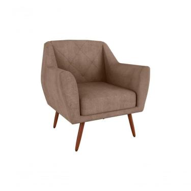 Imagem de Poltrona Cadeira Decorativa Pés Palito Veneza Matrix Boucle Marrom