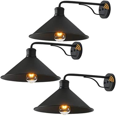 Imagem de VICTOGATE Luminária externa para varanda e casa, luminária externa de celeiro de 30 cm com luminária clássica preta do crepúsculo ao amanhecer para casa de fazenda (conjunto de 3)