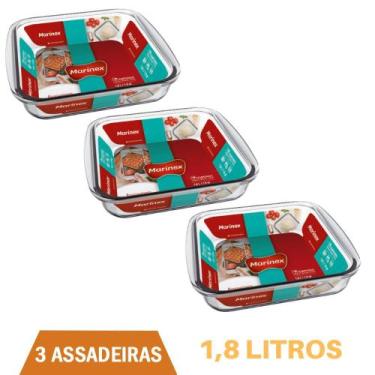 Imagem de Travessa Quadrada de Vidro 1,8 Litros Marinex- 3Un - NADIR FIGUEREIDO