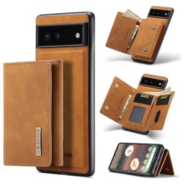 Imagem de Capa carteira de couro magnética destacável 2 em 1 para Google Pixel 6a, com 7 compartimentos para cartão + compartimento para dinheiro, recurso de suporte, TPU à prova de choque e capa de telefone de