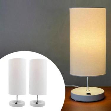 Imagem de Kit 2 Abajur De Mesa Clássico Redondo Com Interruptor Com Cúpula Para 
