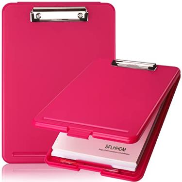 Imagem de A4 pranchetas, capa de arquivos, pasta, grampos, pasta organizadora, caixa de arquivos, impermeável, tipo prancheta, arquivo com caixa de documentos de armazenamento com clipe para escrever escritório (rosa vermelho)