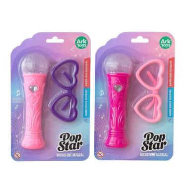 Imagem de Brinquedo Microfone Musical Pop Star Infantil com Óculos em Formato de