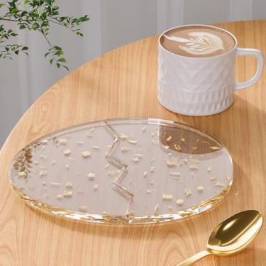 Imagem de Placas decorativas para porta-copos de acrílico, acessórios de mesa de escritório, decoração de xícara de café em forma de ovo de dinossauro transparente, perfeita para proteção e exibição de mesa.