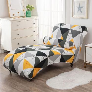 Imagem de Capa para espreguiçadeira sem braços, capa estampada para espreguiçadeira, capa de cadeira elástica, capa reclinável, capa de sofá espessa com fundo elástico para sala de estar e quarto (laranja)