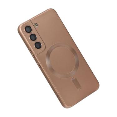 Imagem de Yetagso Capa magnética para Samsung Galaxy S21 FE, capa de telefone antiarranhões de silicone macio com proteção para câmera, compatível com MagSafe, marrom