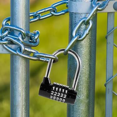 Imagem de Cadeado de combinação de locker, cadeado de combinação reinicializável de 5 dígitos, código de armário de liga de zinco, cadeado preto sem chave, cadeado de segurança com senha, cadeado resistente