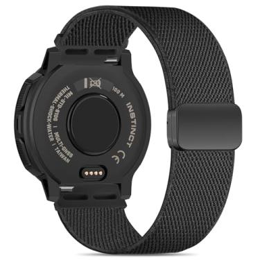 Imagem de Bolesi Pulseiras de relógio de nylon elástico compatíveis com Garmin Instinct 2/3 de 45 mm/1 Solar, macia, respirável, ajustável com fecho magnético, pulseira esportiva para Instinct 2 Surf/Tactical