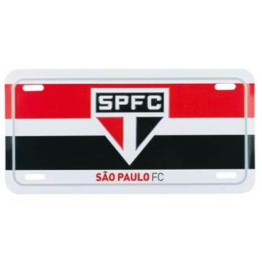 Imagem de Placa Decorativa de Metal, Escudo SPFC, 15 x 30 cm, Estilo Vintage, Prata