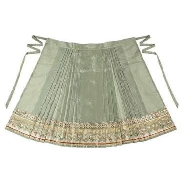 Imagem de JIMINISO Roupão longo de 3 cores, vestido de casamento chinês tradicional feminino, seda da Dinastia Ming, bordado, manto verde, traje de formatura, Saia 1, X-Small