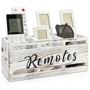 Imagem de Suporte de controle remoto para parede, organizador de cabeceira, organizador de controle remoto de madeira para mesa de TV, suporte de parede para cama, mesa de cabeceira, decoração rústica, caixa de