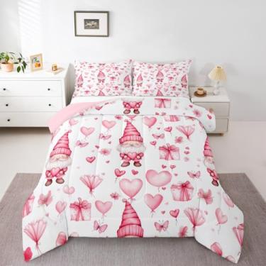 Imagem de jejeloiu Conjunto de cama de Natal macio para meninos e meninas, conjunto de edredom de Papai Noel, tamanho casal, edredom de microfibra, romântico, 3 peças com 2 fronhas