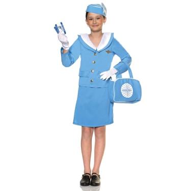 Imagem de UNDERWRAPS Fantasia infantil de aeromoça PAN AM - Fantasia de Halloween oficialmente licenciada pela Pan Am (Grande (10-12))