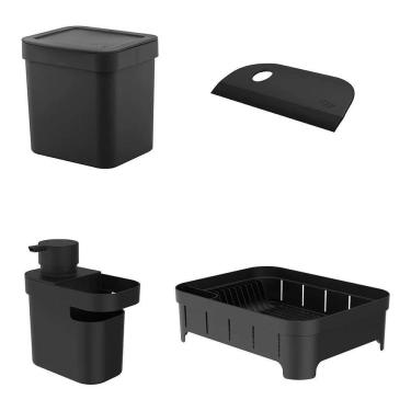 Imagem de Organizadores De Pia Lixeira Escorredor De Pratos Rodo Kit