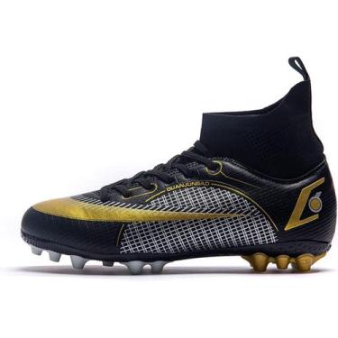 Imagem de Tênis de futebol masculinos de futebol com pontas longas, couro e borr