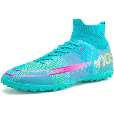 Imagem de Tênis de futebol masculinos de futebol com pontas longas, couro e borr