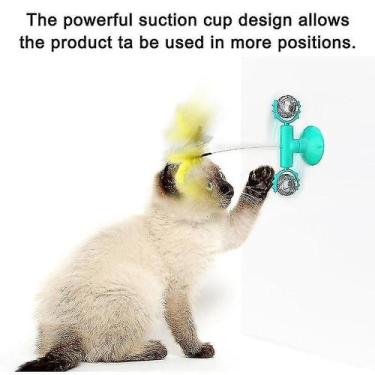 Imagem de Brinquedos para gatos brinquedo giratório bola rolante de penas de gat