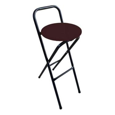 Imagem de Banqueta Baixa Aço Estofado Kit 2 Banqueta Dobrável - Moveraço, Preto