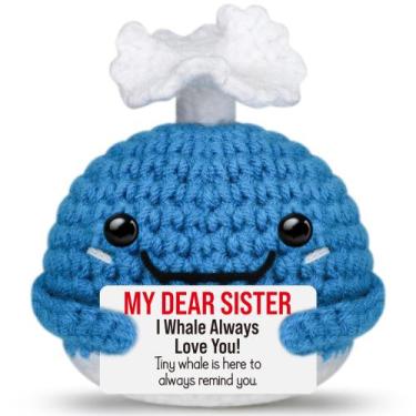 Imagem de Brinquedo de baleia de crochê GwhyGifts, 11x6 cm, presente feito à mão