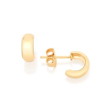 Imagem de Brinco Feminino Rommanel Meia Argola Banhado a Ouro 18k 525886
