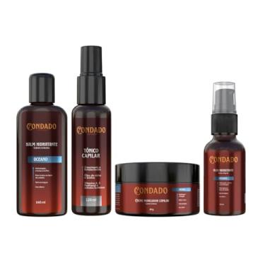 Imagem de Kit Fortificante Tônico Capilar Creme Óleo Barba Balm Masculino Crescimento Cabelo Bigode (Oceano (refrescante))