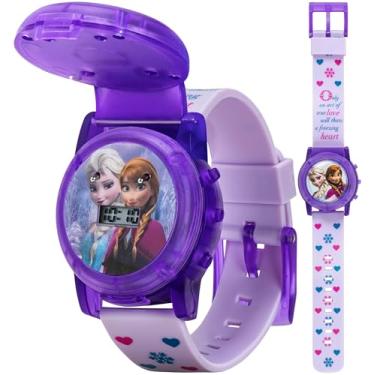 Imagem de Accutime Relógio de pulso infantil Disney Frozen digital de quartzo com pulseira, Flip Open Roxo, Digital