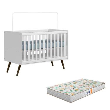 Imagem de Berço Americano Q Encanto 3820 Retrô Branco Acetinado Com Colchão Gazin- Qmovi