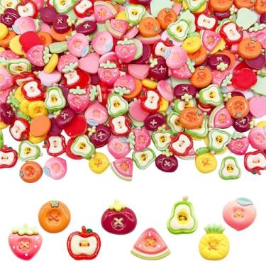 Imagem de JINDUODUO 40 pingentes de geleca de resina de frutas com costas planas, pingentes fofos kawaii a granel para artesanato faça você mesmo, scrapbook