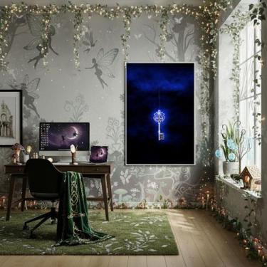 Imagem de Quadro Decorativo Chave Mágica Azul - 70x50cm - Quadros On-line, Moldu