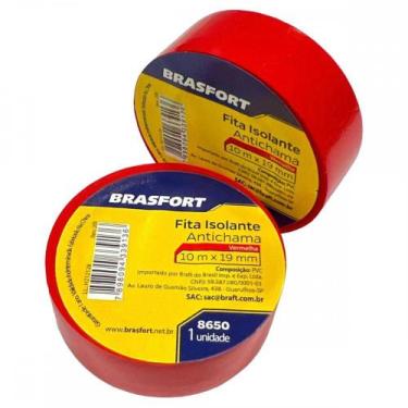 Imagem de Fita Isolante Brasfort.10M Vermelha - 8650 . / Kit C/ 10 Peças