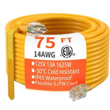 Imagem de Cabo de extensão HUANCHAIN 75 pés 14AWG 3 pinos 13A 1625W 125V