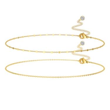 Imagem de Foxgirl Correntes de cintura douradas para mulheres, banhado a ouro 14K, corrente de barriga em camadas, ajustável, à prova d'água, sexy, biquíni, contas de satélite, corrente de verão, não mancha